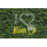 Painel Led Neon I Love Beer Eu Amo Cerveja Decoração Bar