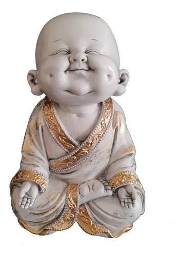 Estatueta Buda Menino Meditando Sorrindo Feliz Enfeite 