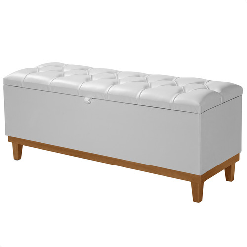 Recamier Baú Dubai Cama Casal 1,30m Corino Base De Madeira