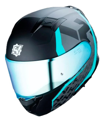 Casco Amatista Wind Negro/turquesa Mate Hax Moto