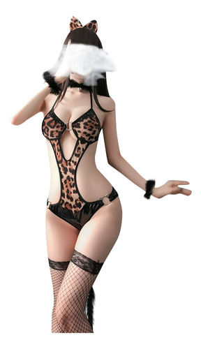 Lenceria Body Sexy Leopardo Animal Print Baby Doll Cosplay