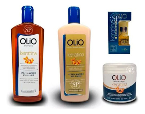 Kit Shampoo + Balsam + Baño De Crema + Serum Olio Keratina