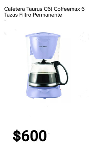 Cafetera Taurus C6t Coffeemax 6tazas Filtro Permanente