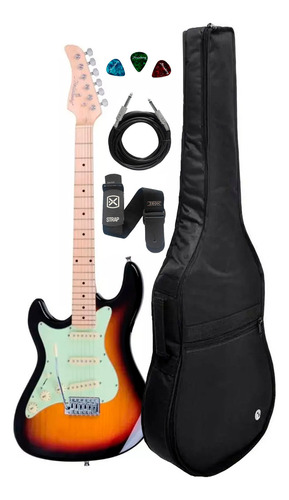 Guitarra Strinberg Sts100 Sb Sunburst Canhoto+ Kit Capa Luxo