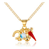 Collar Barzel De Amuletos De La Suerte Chapado En Oro De 18 