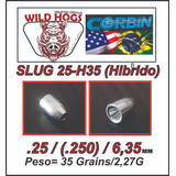 Slug Hibrido Pcp Javali H35 .25/6,35mm 35 Gr/ 2,27g 200 Unid