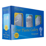 Set De Cubiertos De Plástico Transparentes Desechables 300 P