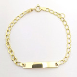 Pulseira Infantil Grumê Com Chapa Em Ouro 18k