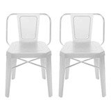 Combo Silla De Chapa Tromen Runko X2 Blanca Exterior Jardín 