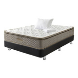 Combo Sigma Pillow+base Tc Negro+1almohada+protector 100x190 Color Beige/gris