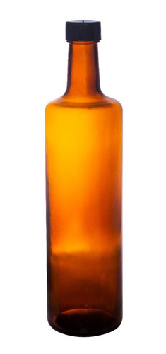 Botella Vidrio Aceite 750 Cc Redonda Ambar Con Tapa X 6 Unid