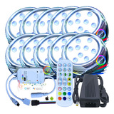 10 Refletor Led 9w Rgb Piscina Inteligente Wifi Fonte + Adap