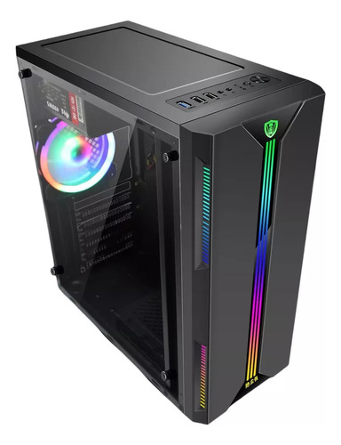 Gabinete Gamer Glass Mid Tower/ Rgb  Atx-m-atx Sin Cooler 