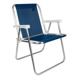 Silla Plegable Sannet Alta Mor De Aluminio Para Piscina Y Playa, Color Azul Mar