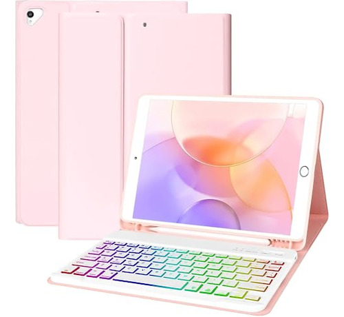 Funda Con Teclado Para iPad 10.2 De 9, 8, 7 Gen/air 3 (rosa)