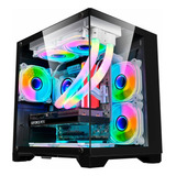 Gabinete Gamer K-mex Space Aqua Cg-10kn Preto Temperado Sem Fan Matx