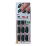 Unhas Autocolantes Kiss Impress Amendoada Esmerald