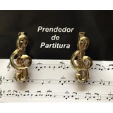 Prendedor Hinário Partitura Clave De Sol Dourado Clipet