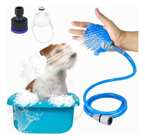 Cepillo Baño Manguera Para Perros Gatos Mascotas Color Azul