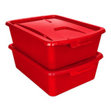 2 Cajas Organizadoras Multiusos 23l Rojo