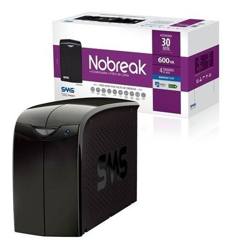 Nobreak 600va Sms Station Ii 27396 Mono 115/127v 4 Tomadas Cor Preto