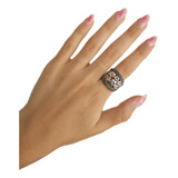 Anillo Flor  Ancho Con Marquesitas . Plata 925