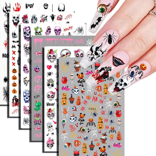 Calcomanías De Halloween Para Arte De Uñas, Decoraciones De