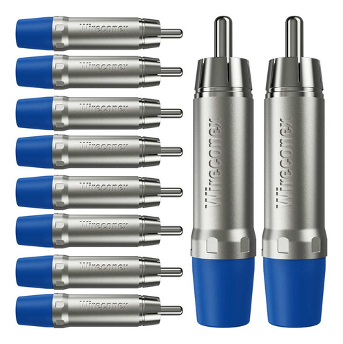 Kit 10 Conectores Rca Macho Azul Wc 1212 Wireconex