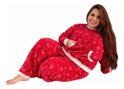 Pijama Feminino Plus Size Inverno Flacee Plush
