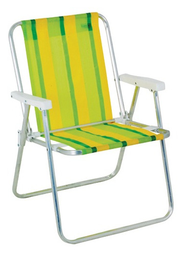 Cadeira De Praia Mor Alta De Alumínio Dobrável Colorida