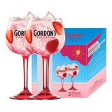 2 Taças De Gin Gordons Pink De Vidro 600ml - Oficial Diageo Cor Rosa