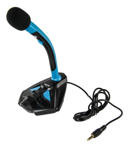 Microfono Gaming Para Pc 3.5mm Reforzado Soporte Celular Color Azul