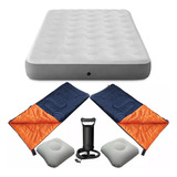 Combo Camping Bali Colchon 2p Almohadas Bolsas Inflador+