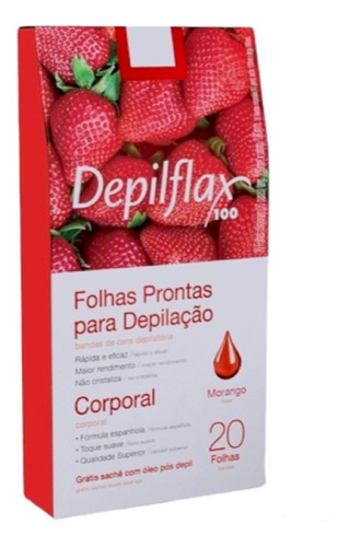 Folhas Prontas Cera Depilatória Corporal Morango Depilflax