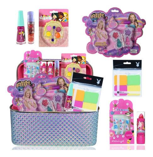 Maleta Kit Maquiagem Completa Teen Infantil Esmalte Batom +