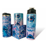 Termo+ Cilindro Para Agua+ Taza Con Caja Stitch Ohana