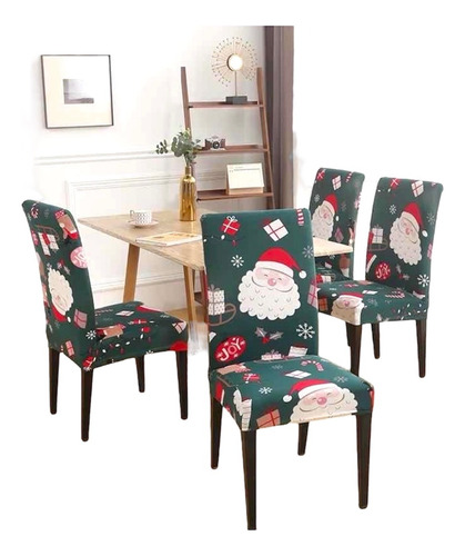 Funda Silla Navidad Pack X6 Cubierta Elástica Asiento Comedo