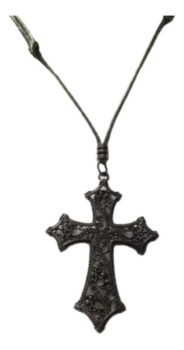 Cordão Colar Corrente Masculino Allblack Cruz Medieval Preto