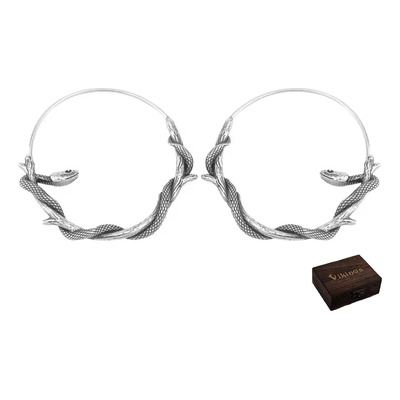 Aretes Diseño Serpiente Víbora Hombre Mujer Nórdico Vikings Plateado
