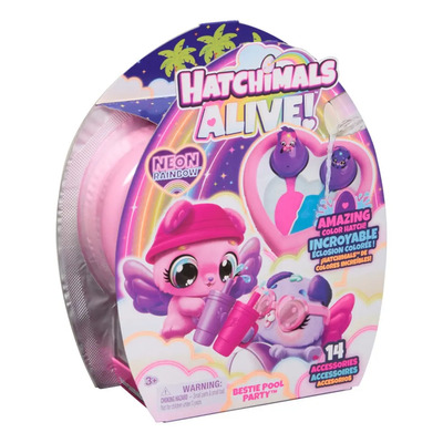 Hatchimals Alive, Juguete Neon Rainbow Bestie Pool Party Con 2 Minifiguras De Amiguitas En Huevos Con Una Colorida Revelación, 14 Accesorios, Juguetes Para Niños Y Niñas A Partir De 3 Años | Envío gratis