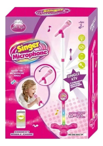 Micrófono Karaoke Pedestal Conexión Teléfono Mp3 Niñas Color Rosa Claro