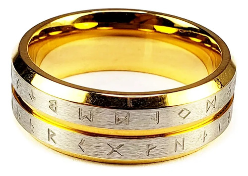 Anillo Amuleto Runas Doble Dorado De Lujo Protección Acero I | MercadoLibre