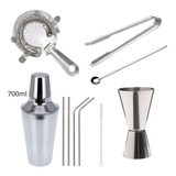 Set Kit Bartender Barman Coctelera 700ml Tragos Acero Inox