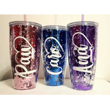 Vasos Termo Glitter Personalizados Con Popote