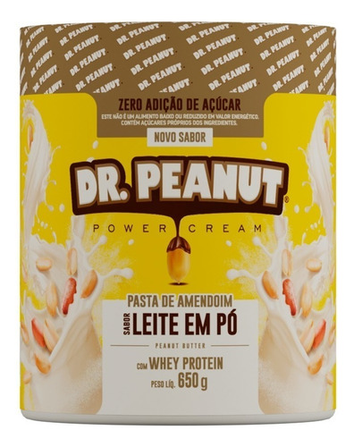 Suplemento Em Pasta Dr. Peanut  Power Cream Pasta De Amendoim Power Cream Sabor  Leite Em Pó Em Pote De 600g