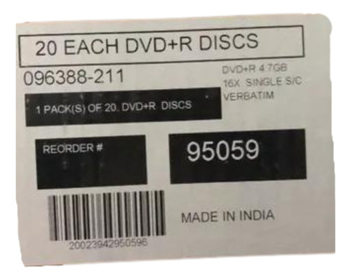 Dvd+r 4.7gb 16x Individual Case Slim Verbatim Caja 20 Piezas