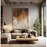 Quadro Decorativo Textura Em Gesso Off White Com Terra