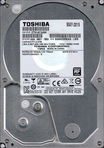 Hd 2tb Toshiba  Dt01aca200  Saude 95%