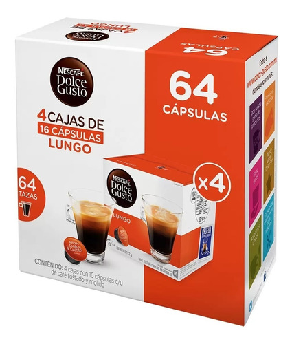 Cápsulas De Café Nescafé Dolce Gusto Lungo 64 Capsulas