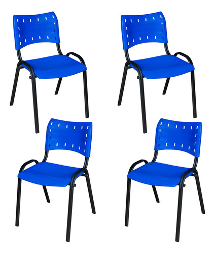 Kit 4 Cadeiras Iso Fixa Plástico Empilhável Aço Tubo Oblongo